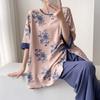 Hanfu pajamas women's spring summer new Chinese-style cotton and silk suit cotton silk medium-sleeved loose loungewear can be worn thin