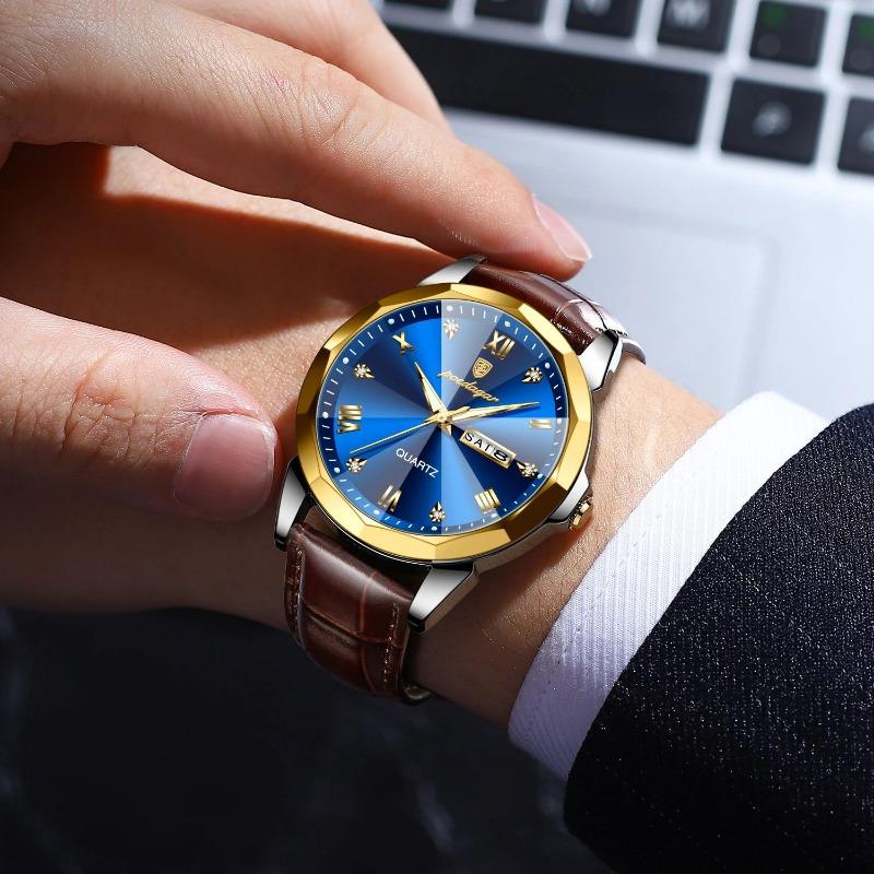 POEDAGAR Luxury Man Wristwatch High Quality Quartz Sports Business Men Watch Waterproof Luminous Date Week Leather Watches