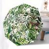Nature Green Leaf Pattern Print 1pc Automatic Folding Umbrella, Portable & Foldable Design with 8 Ribs, Casual Outdoor Accesso