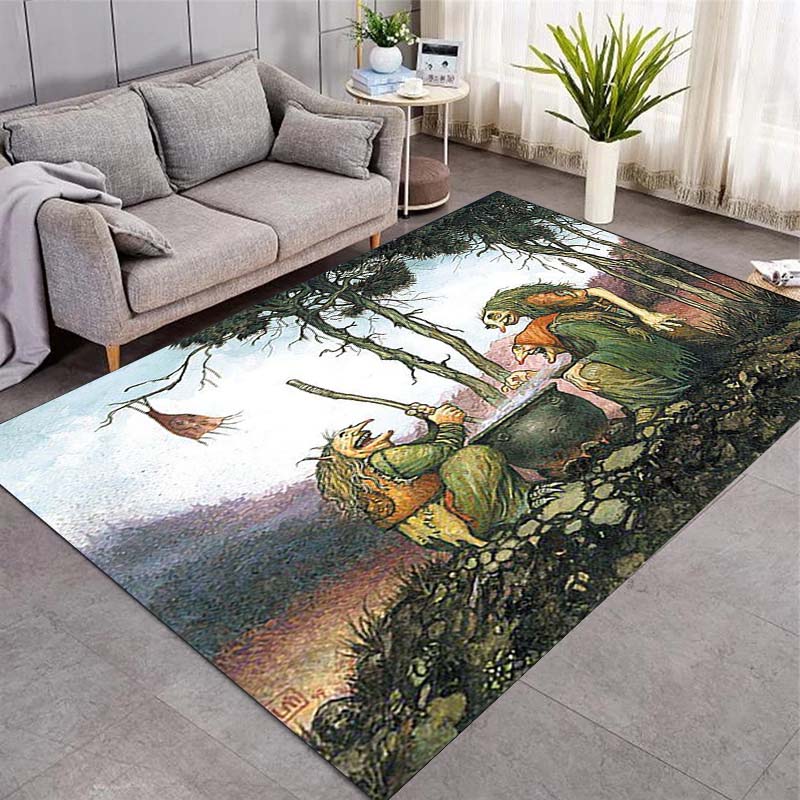 Vintage Fantasy Fairy Tale Illustration Area Rug Non‑Slip Floor Mat Carpet for Living Room Bedroom Home Interior Decoration
