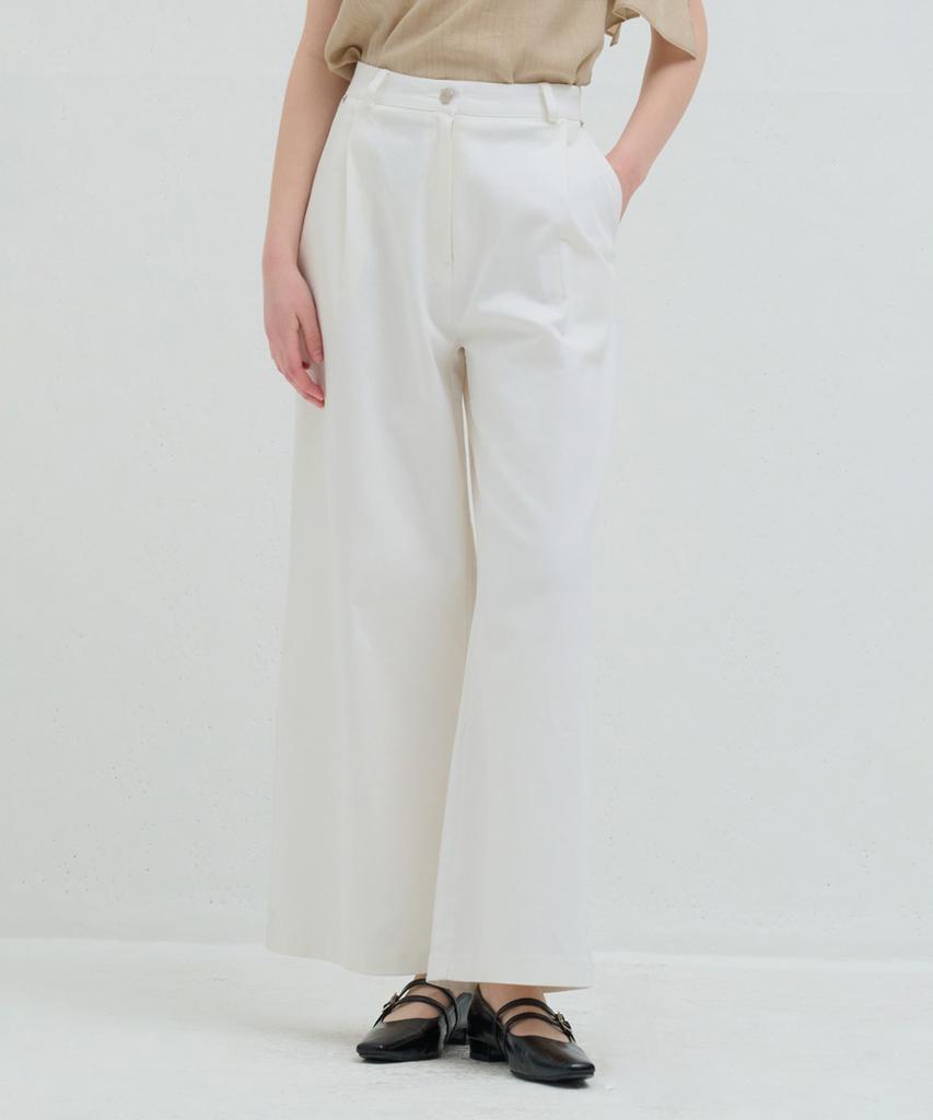 Kamino Cotton Pintuck Wide Pants White