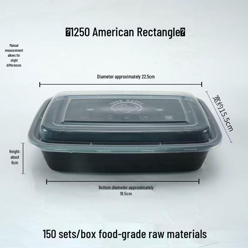 Rechteckiger Einweg-Lebensmittelbehälter für die Mikrowelle - Schwarz, Weiß & Transparent Takeaway-Mittagessensbox.