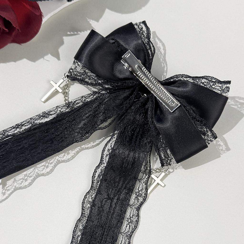 Gothic Lolita Stil Haarspange Schwarze Schleife Modische Haarspangen für Frauen