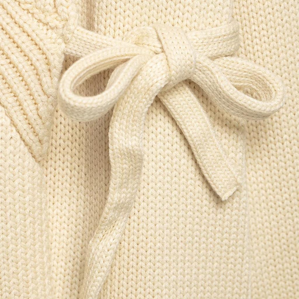 New casual knit double-collar tie-up kimono jacket 6771001