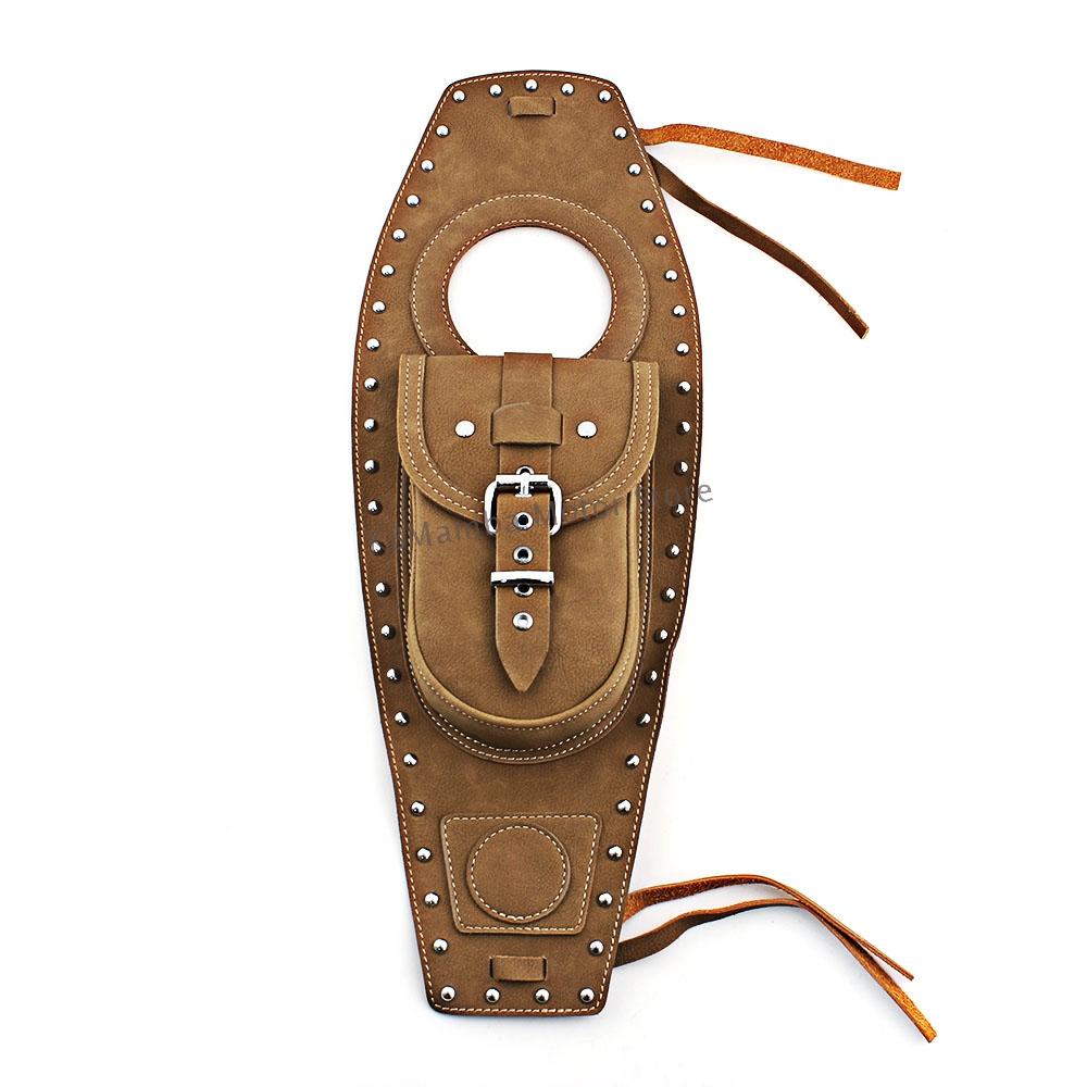 Motorcycle Oil Fuel Tank Bag Gas Tank Pad Cover Brown Leather W/ Rivet For Harley Davidson Sportster 883 1200 Forty Eight