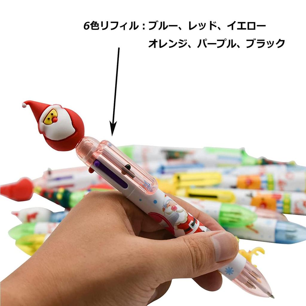 Maydahui Cute 6 Color Christmas Ballpoint Pen Set of 12 Black Ink Stylish Cute Stationery 0.5mm Oil-Based Multi-Function Multi-Color