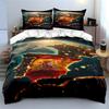 Spain Map Nightlight Design Bedding Duvet Cover Set Duvet Cover Pillowcases Home Decor (1 * Duvet Cover 2 * Pillowcases, without duvet insert)
