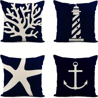 Decoración del Hogar Estilo Marino Costero Forma de Coral Faro Estrella de Mar Ancla Adecuado Para Sofá, Dormitorio, Coche, Funda de Cojín