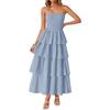 European and American women's clothing popular sleeveless off-the-shoulder pleated layered tube top long vest skirt