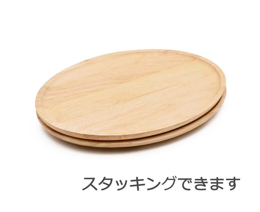 Swanson Trading Co., Ltd. Oval Wooden Plate, Medium Size, Approx. 26cm (W) x 20cm (D) x 1.7cm (H), Natural Finish, DR-003