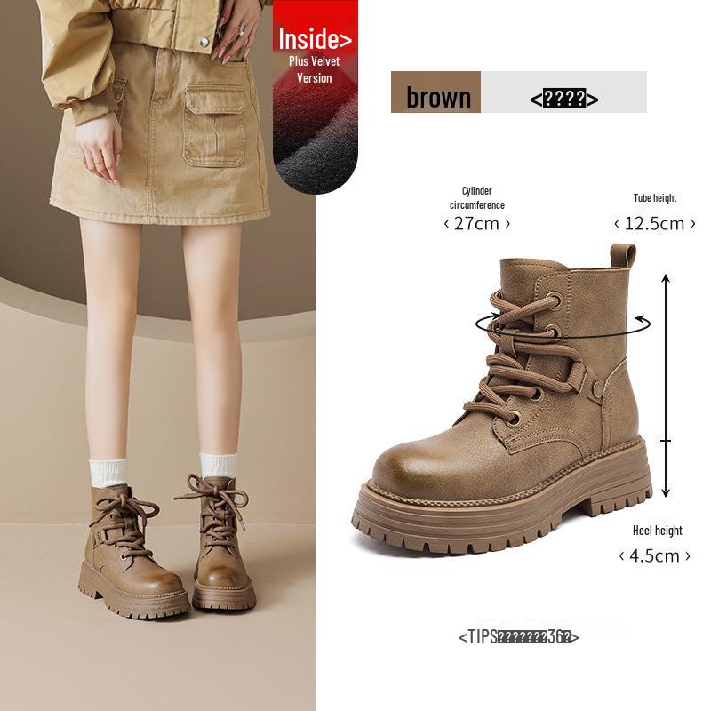Augusden Damen Retro Martin Stiefel 2025 - Herbst Stiefeletten mit dicken Sohlen, Britischer Stil.
