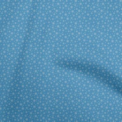 Tela azul flexible de algodón para acolchado navideño, tela estampada para costura por yarda, 40 pulgadas