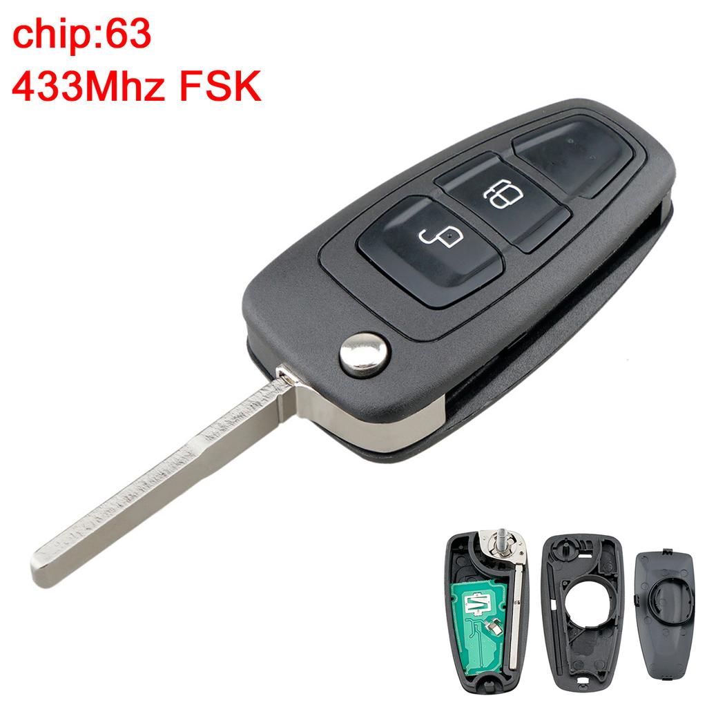 2 Buttons 433MHz 5WK50166 AB39-15K601-DA Key Fob Keyless Entry Remote Fit for Ford Ranger Focus 2012-2015 with 4D63 ChipGood product