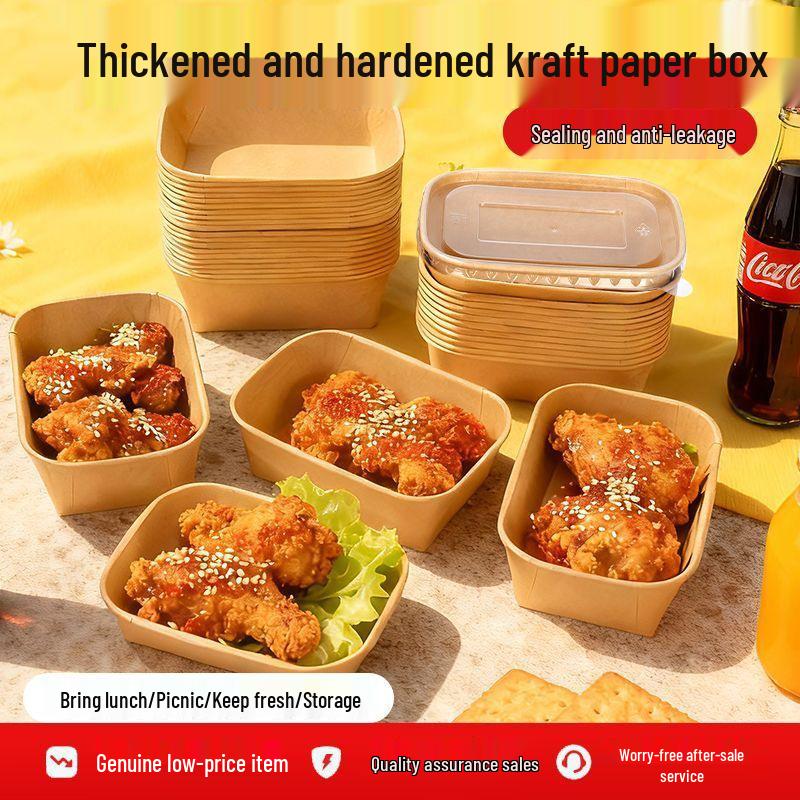 Disposable Kraft Paper Lunch Box For Takeaway & Picnic