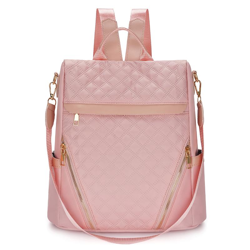 

Сплошной цвет модный рюкзак для женщин ромбовидной сетки дорожный рюкзак розовый