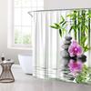 Zen Shower Curtains Green Bamboo Purple Flower Stone Reflection Water Landscape Spa Garden Pattern Print Bathroom Accessories