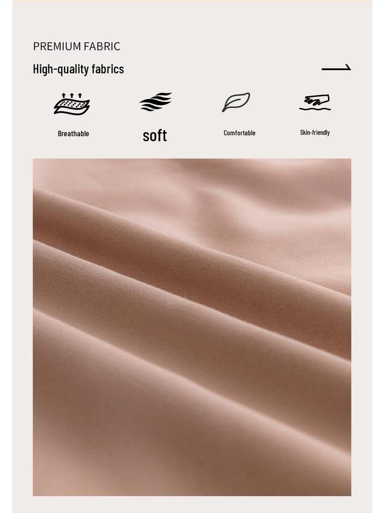 Solid Color Dustproof Fitted Bed Sheet & Pillowcase Set - Machine Washable, Protective Mattress Cover (3-Piece Set)