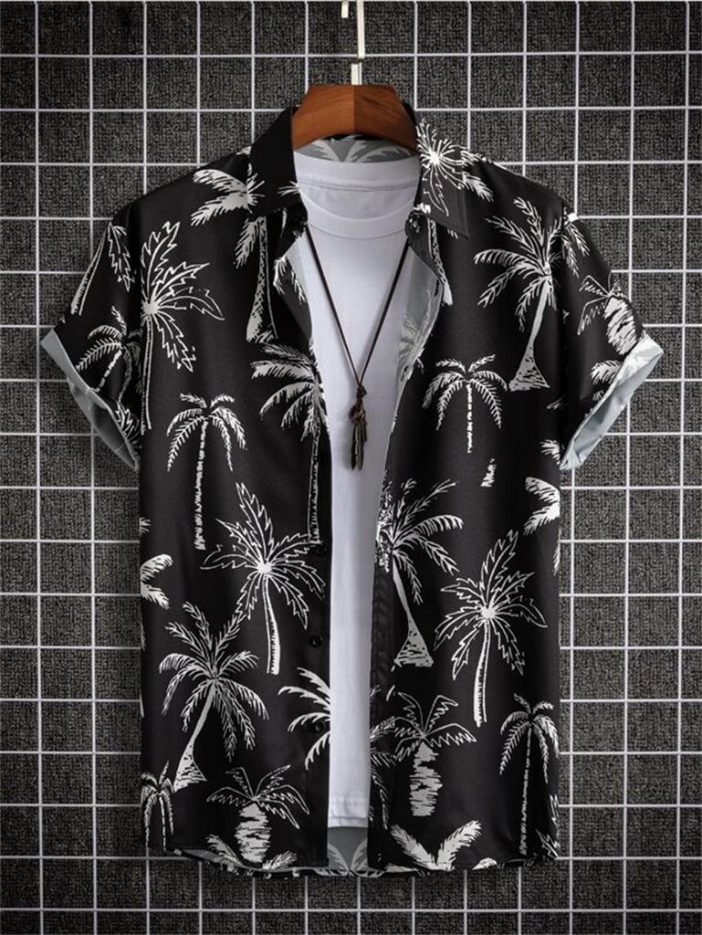 Hawaiian 3D Coconut Tree Top Men's Summer Beach Casual Clothing Street Outdoor Party Men's Shirt Loose Breathable Men's Clothing