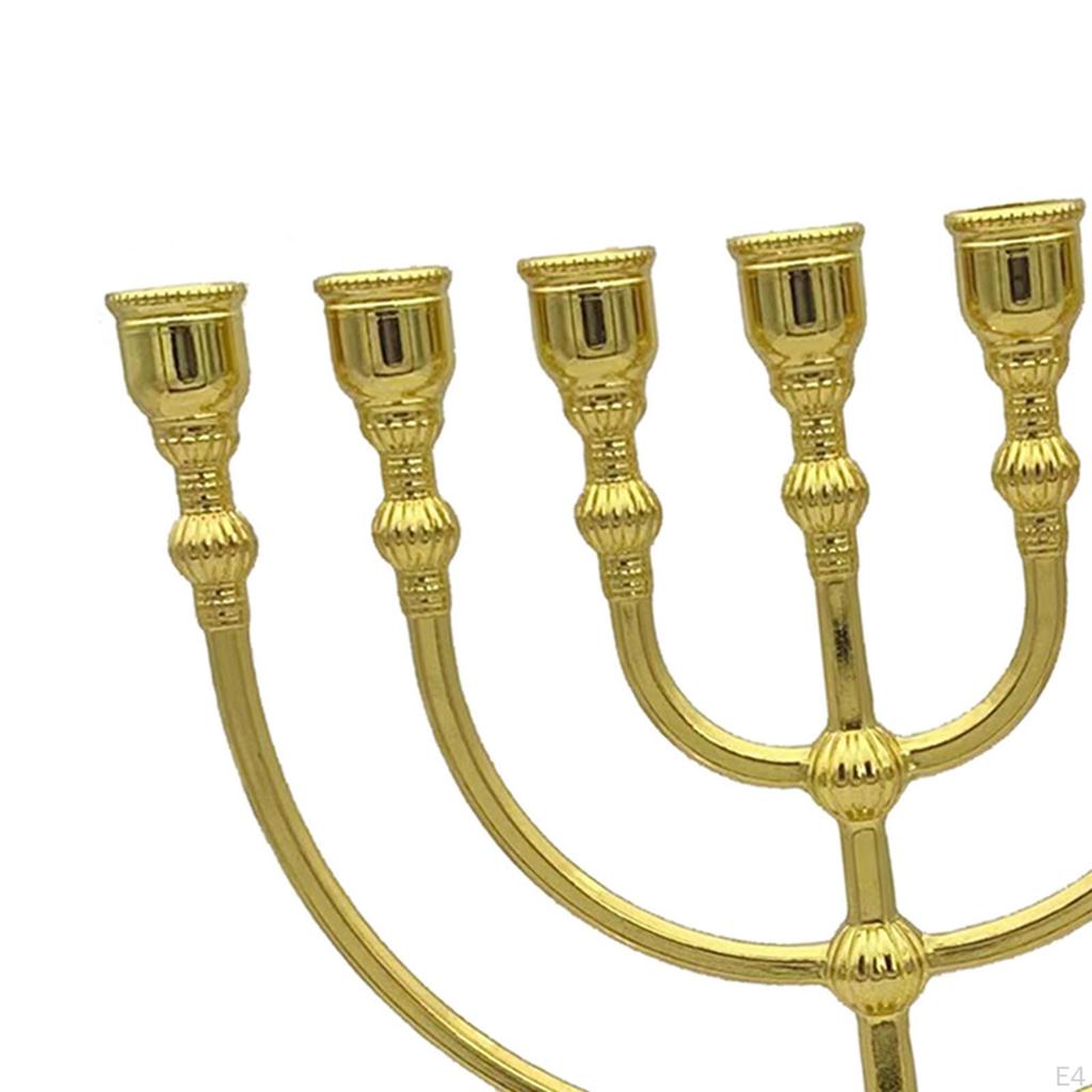 Candle Holder Menorah with 7 Branches Traditional Zinc Alloy 17cm Candelabra