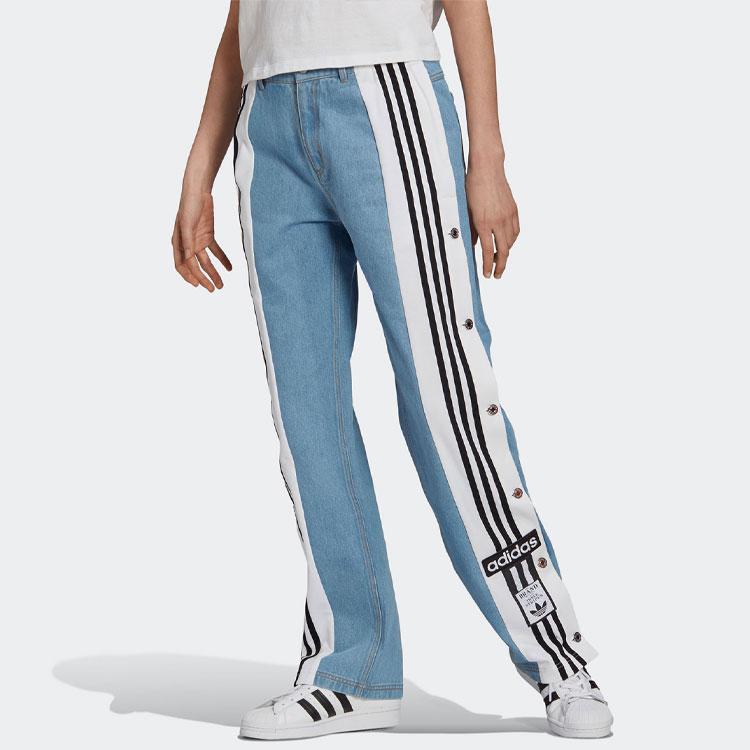 Adidas Originals X Dry Clean Only Co-Branded Buttoned Casual Comfortable Sports Denim Pants Women Bottoms Blue H59020
