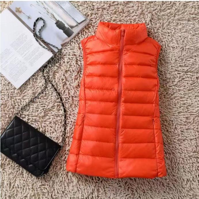 Biela kačacia bunda Dámska vesta Jeseň Zima Vesta bez rukávov Teplá ľahká nafúknutá bunda Dámske topy Outwear