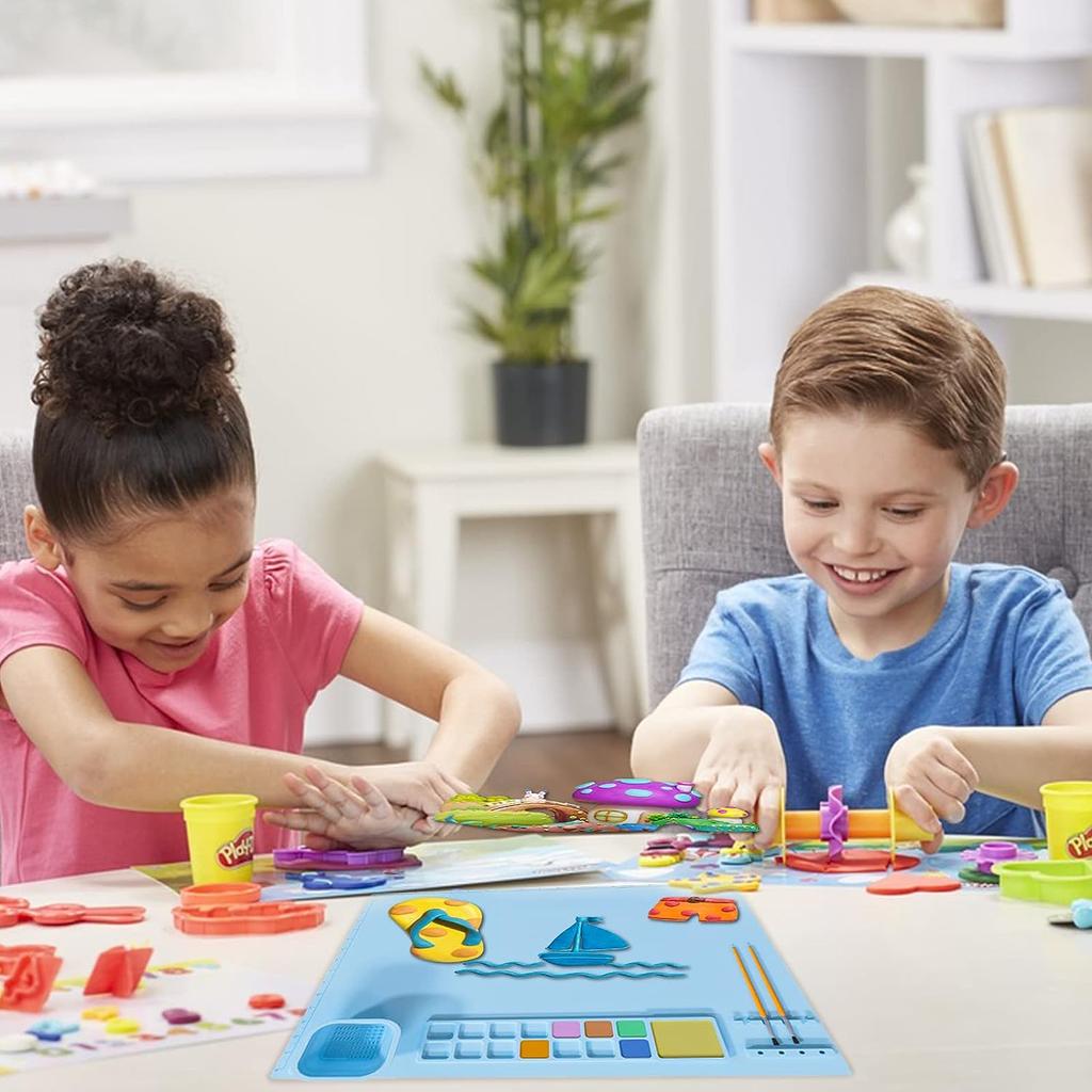 Silikon-Bastelmatte, kreatives multifunktionales Malblatt mit Palettenbecher, Werkzeughalter, Geschenk für Kinder und Studenten, weiche Harzformmatte