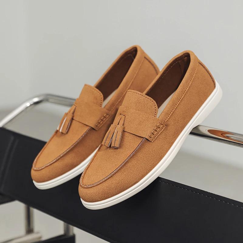 Men's Shoes 2025 New Model, Liu Su Le Fu Shoes, Men's Suede Lightweight Breathable Flat Shoes, Fashionable Casual Flat Shoes