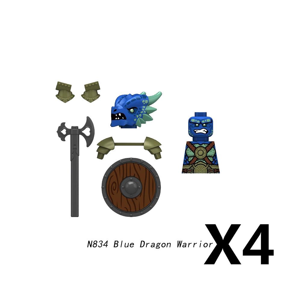 Medieval Castle Soldier Action Figures Building Block Dragon Anime Knight Accessory Warhorse Militia Helmet Shield Toy Gift S015