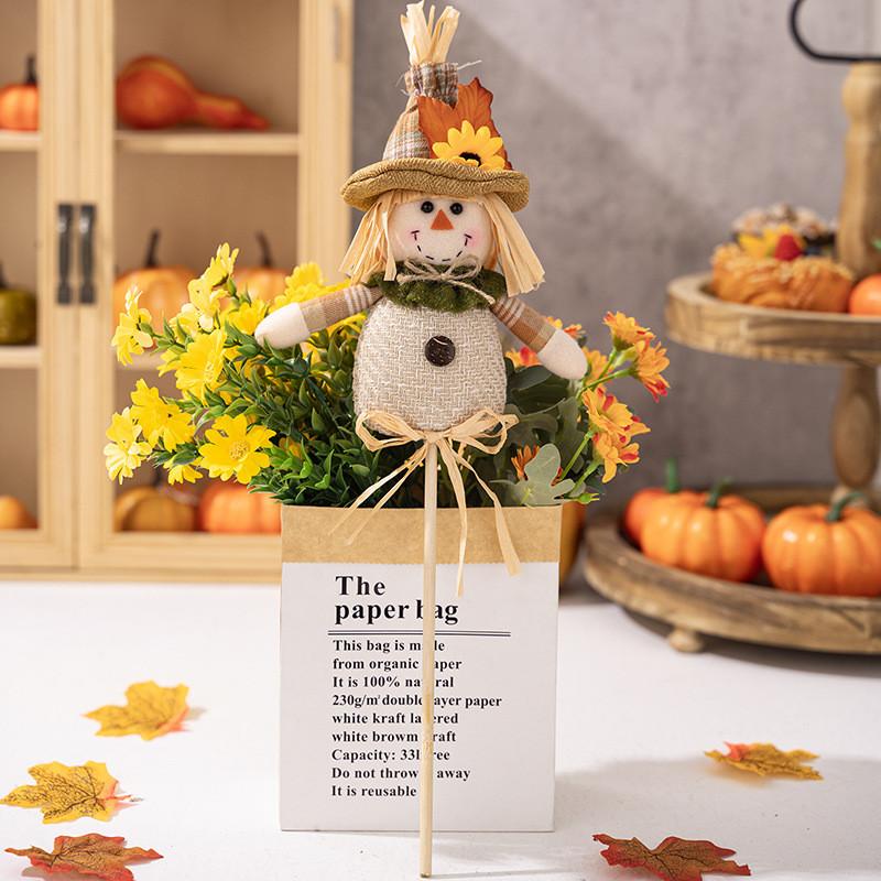 

Осенний урожай Очаровательное пугало Деревянный декор на палочке Для Дня благодарения Праздничный домашний декор Harvest Scarecrow Stick Women