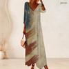 Plus Size Women V Neck 3 4 Sleeve Maxi Dress Soft Fashion Daily Street Wear
