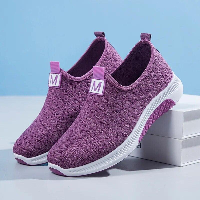 Summer Korean Mesh Comfortable Women Shoes Breathable Hollow Sports Walking Sneakers Casual Flat Ladies Solid Shoes