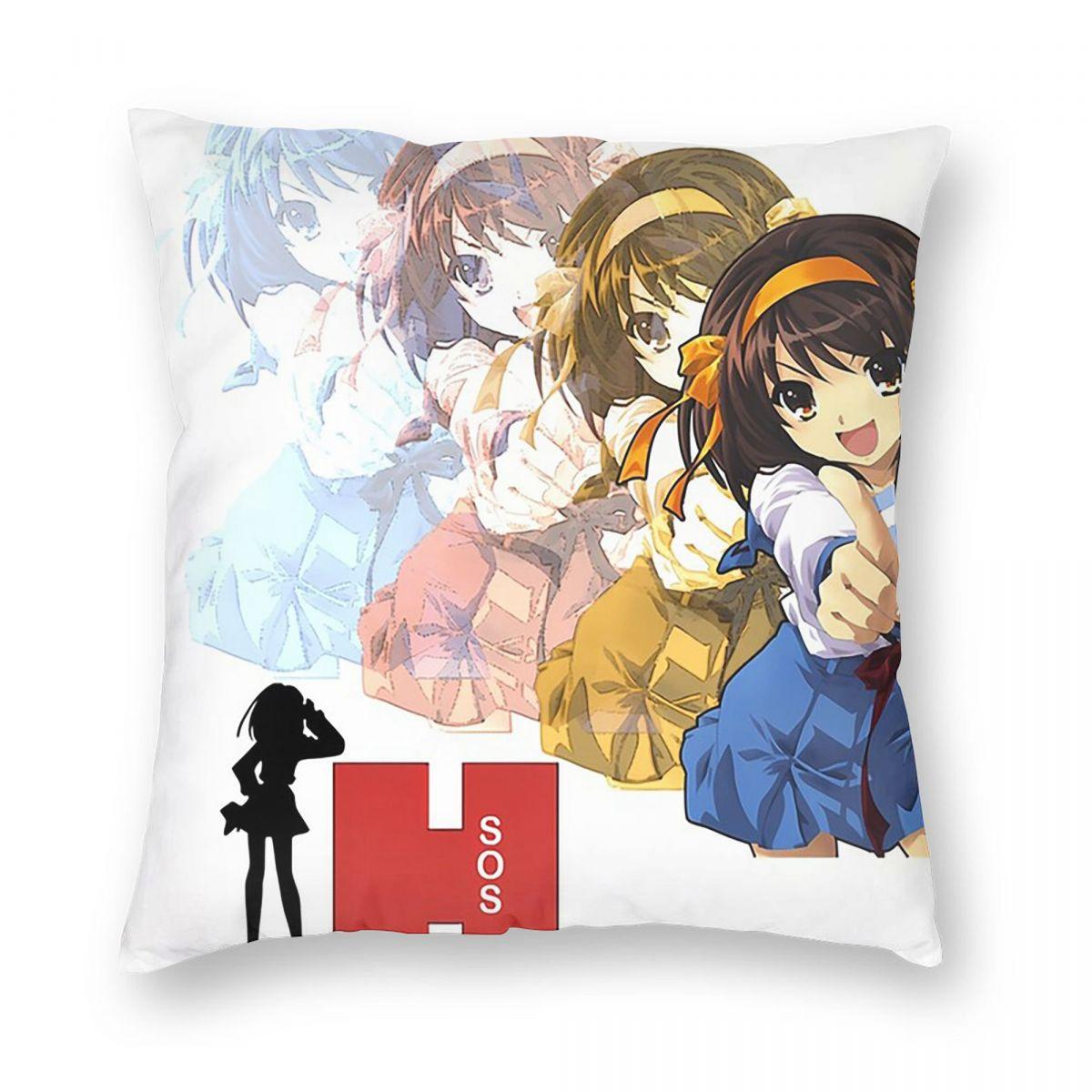 

The Melancholy Of Haruhi Suzumiya Anime Square Pillowcase Pillow Cover Cushion Throw Pillow for Home Sofa Living Room 12x12Inch