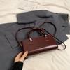 Winter PU Leather Small Square Crossbody Bag for Women Top-handle Shoulder Handbag with Short Handle
