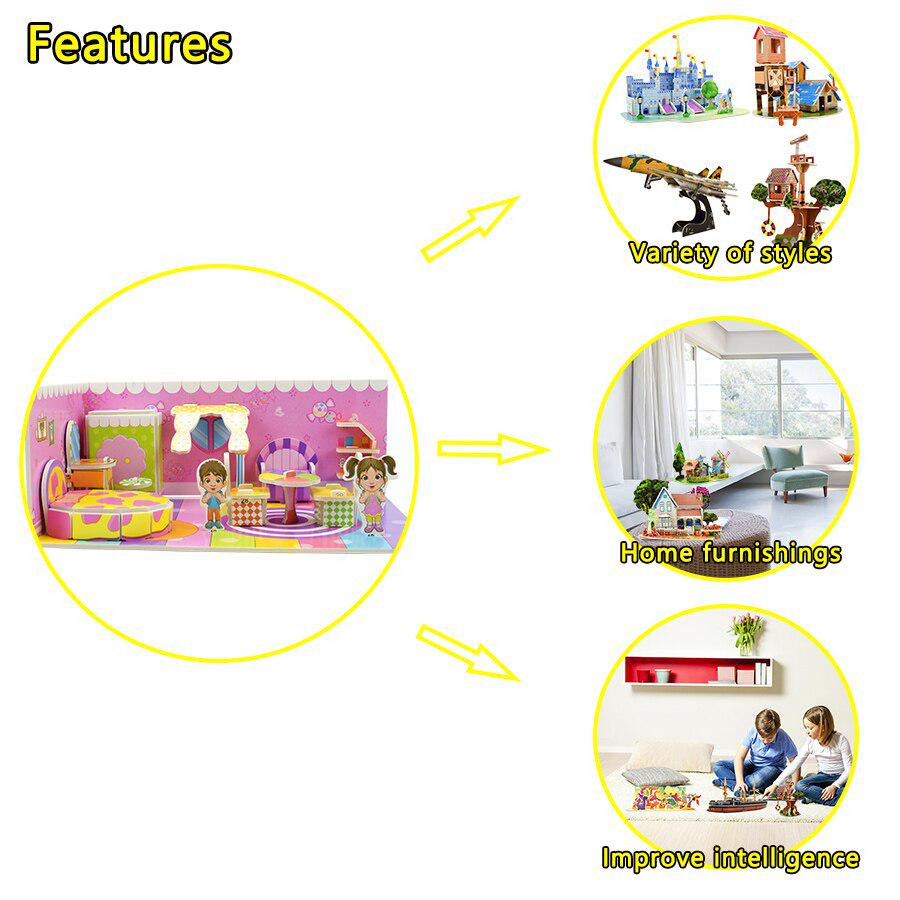 3D DIY Puzzle Jigsaw Toys for Children Architecture Kids Princess Bedroom Puzzle Baby Toys Early Learning Educational Kids Gifts