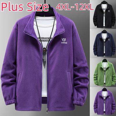 Pánska jesenná a zimná fleecová obojstranná fleecová bunda veľkej veľkosti Polar fleece ležérna jednofarebná bunda 4XL-12XL