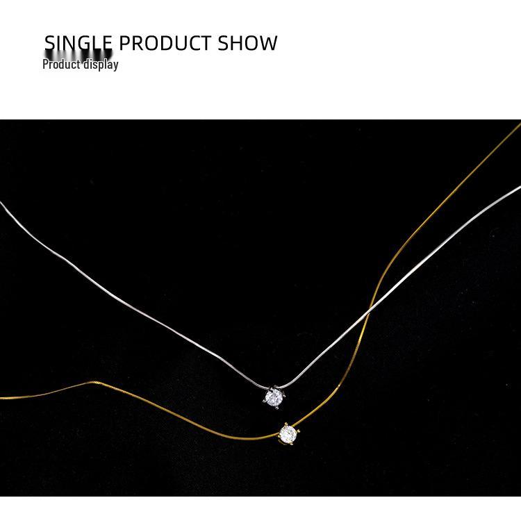 2023 Exquisite Four-Claw Zircon Stone Sterling Silver Necklace – Light Luxury Niche Clavicle Chain Trend