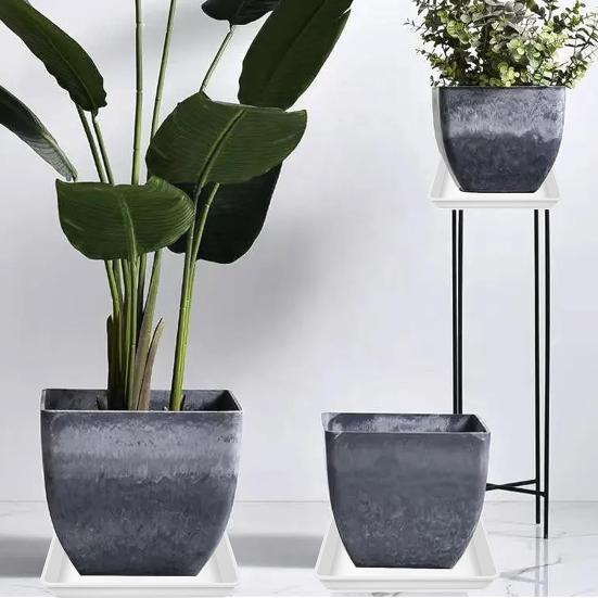 5 bucăți tăvi pătrate pentru ghivece de flori din plastic captează excesul de apă vărsări de sol pentru ghiveci de flori pentru plante de interior