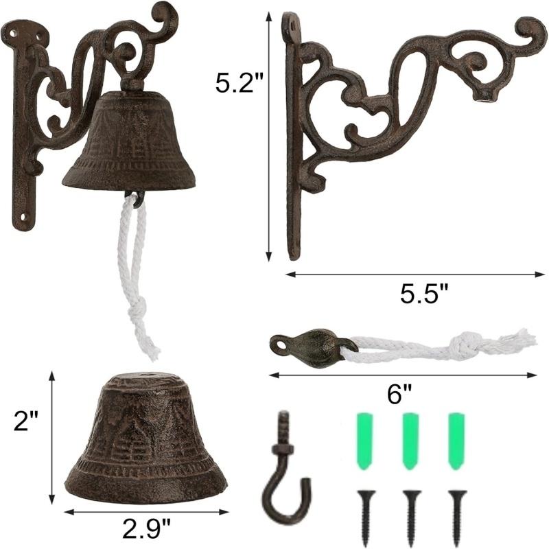 Rusty Iron Door Bell Rustic Bracket Wall Mounted Doorbell Home House Porch Decor