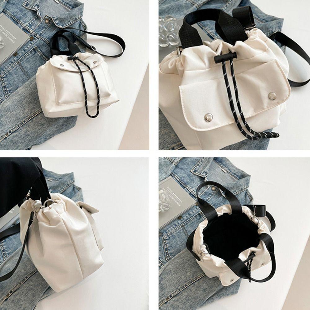 Handbag Nylon Shoulder Bag Korean Style Small Crossbody Bag Cute Drawstring Bucket Bag  Travel