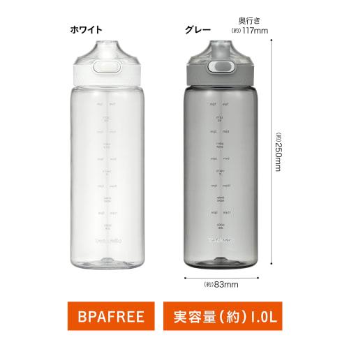 CB JAPAN Santeco Tritan Track and Go Water Bottle with Time Marker and Measuring Pad, White, One-Touch, Lightweight