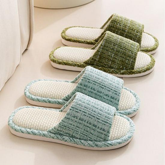 Xinwang Rabbit Linen Slippers for Kids: Summer Indoor Silent Cotton Slippers for Men and Women.