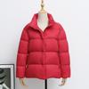 Autumn and Winter Down Jacket Women's Stand-up Collar Short Loose Coat Warm Small White Duck Down Bread Jacket