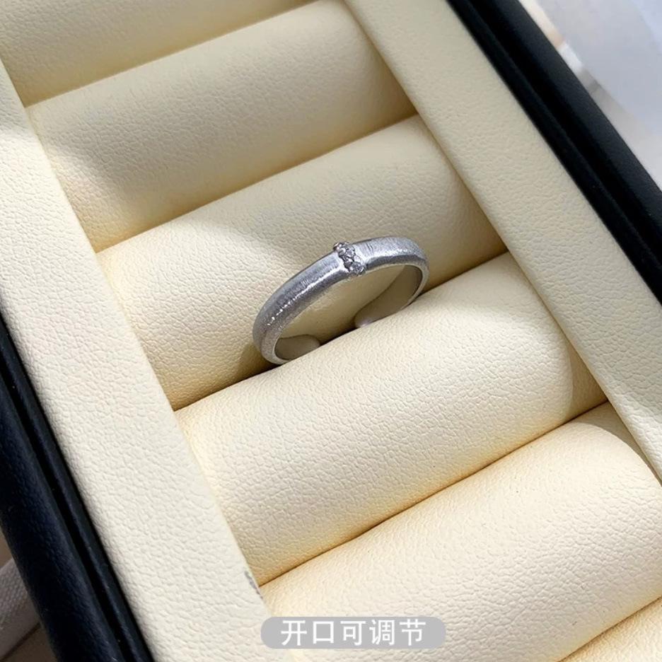 

French Light Luxury Retro Brushed Women S Ring Italian Antique Couple Wide And Narrow Pair Ring Simple High-End Ring adjustable opening
