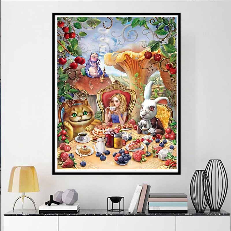 Disney Diamond Painting Alice In Wonderland Art Painting Rhinestone 5D Mosaic DIY Cross Stitch Gift Home Decor