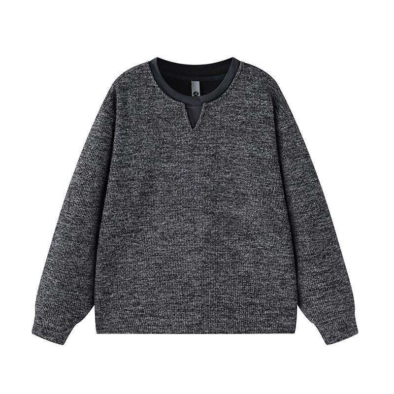 Mens Casual Plain Pullover Sweatshirt Loose Fit Round Neck Daily Wear Top