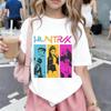 Kinder K-Pop Teufelsjäger Muster Gedrucktes T-Shirt - Mittlere bis Große Größe für Jungen und Mädchen - Süßes und Cooles Oberteil