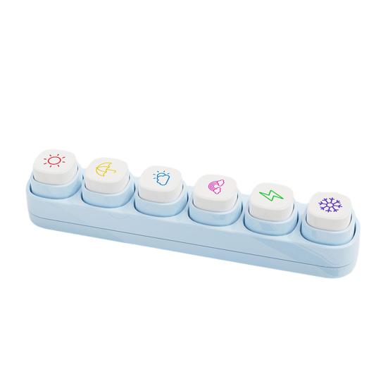 1 set mini-stämplar för planerare 6 designer Självfärgande stämplar Söta plaststämplar för dagbokföring Scrapbooking Planerare DIY-hantverk