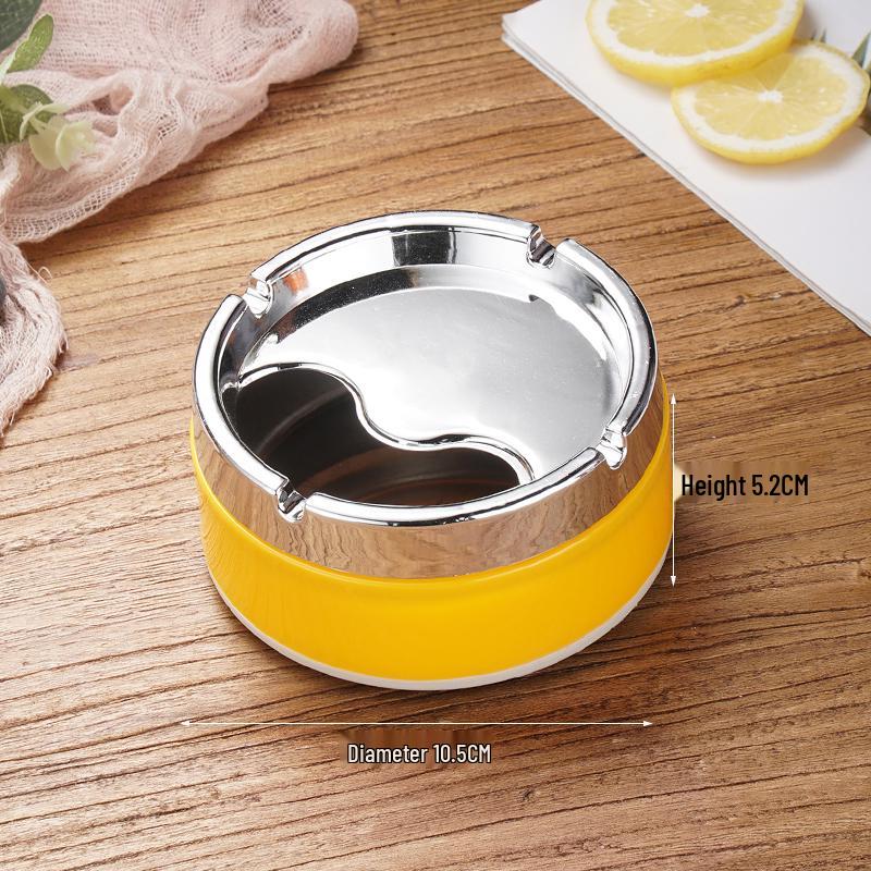 Creative Stainless Steel Ashtray with Lid - Anti-Fly, Ideal for Office, Bathroom, or Living Room