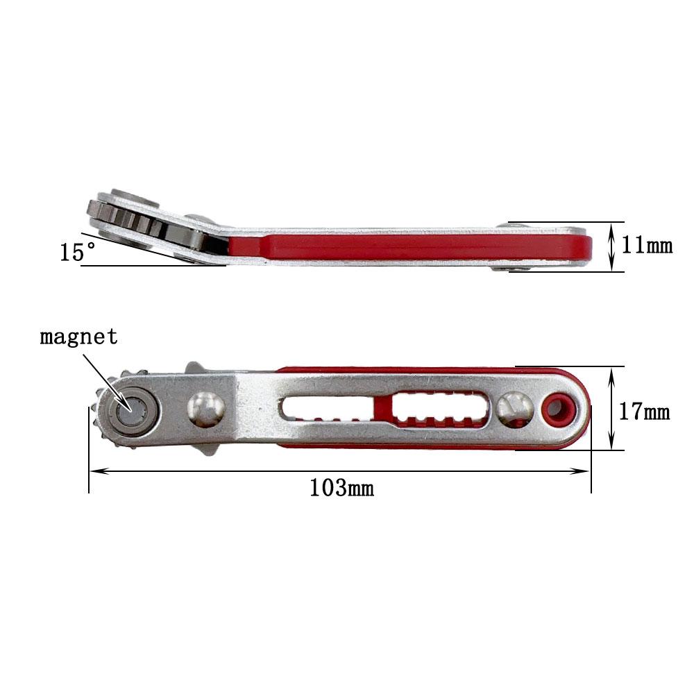 Red Magnetic Bidirectional Ratchet Screwdriver Right Angle Elbow Cross Shaped Hand Tool Accessory Set