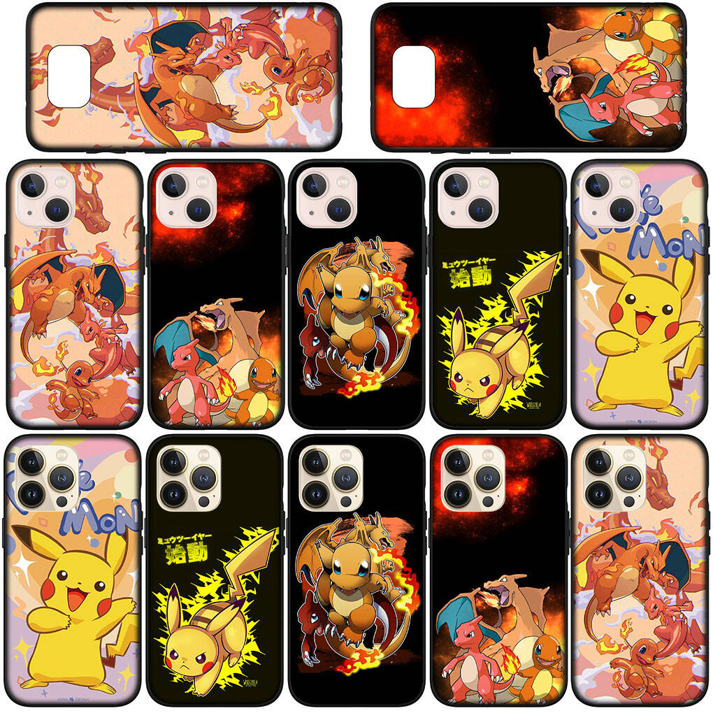 Phone Case for iPhone 17 16 15 Plus Xiaomi Poco F8 F7 X7 X6 M8 C85 C75 C71 Redmi Note 14 12 11 13 Pro Max A4 14C 13C 15C Charmander Pokemon GO Pikachu